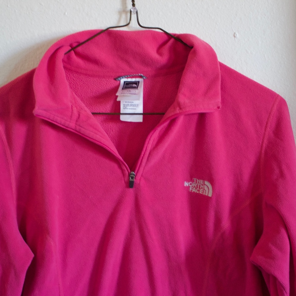 North Face Pink Fleece Quarter Zip Sweater